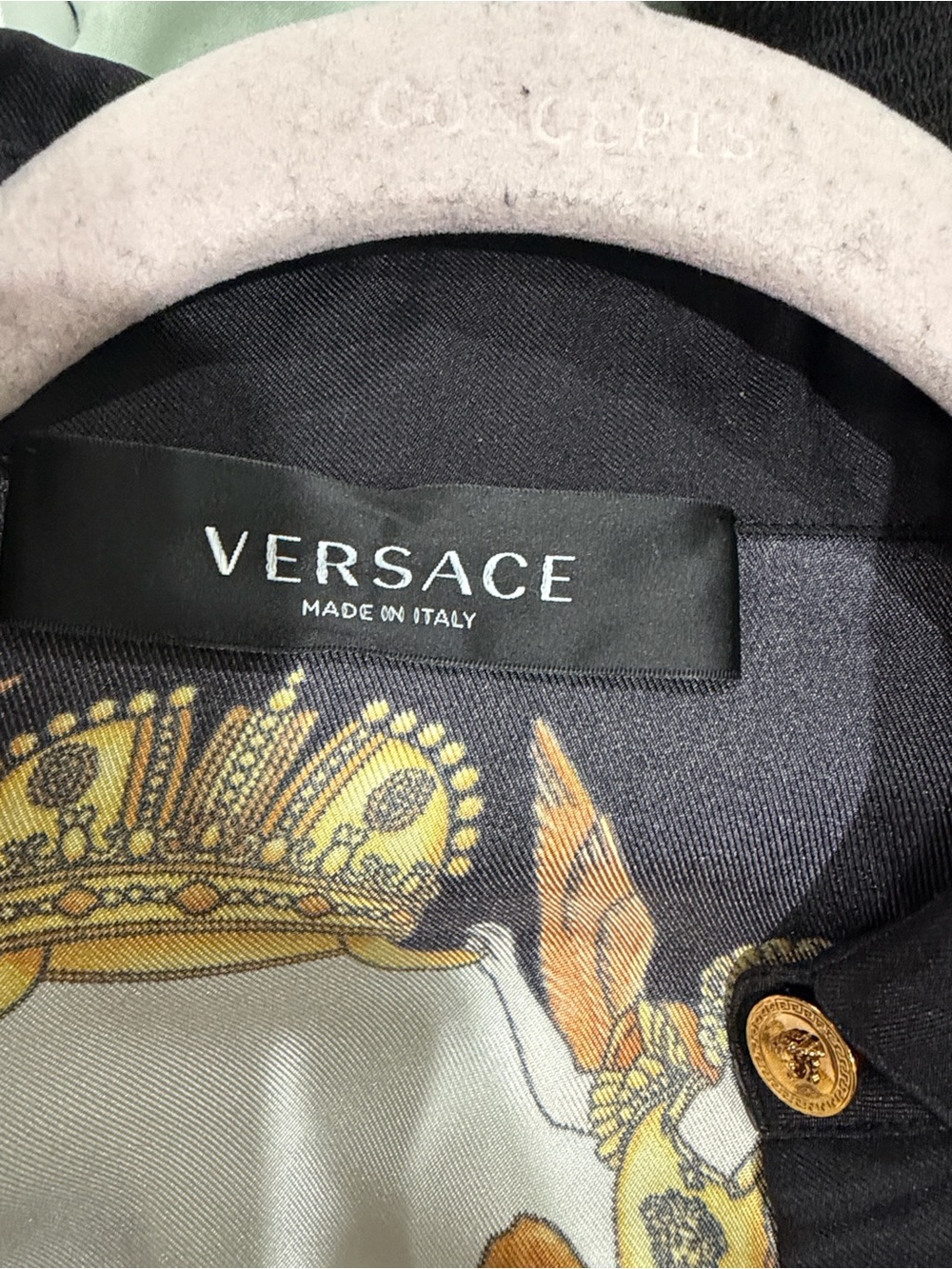 Versace Floral Silk Dress in Black, Gold and Cream - Picture 7 of 11